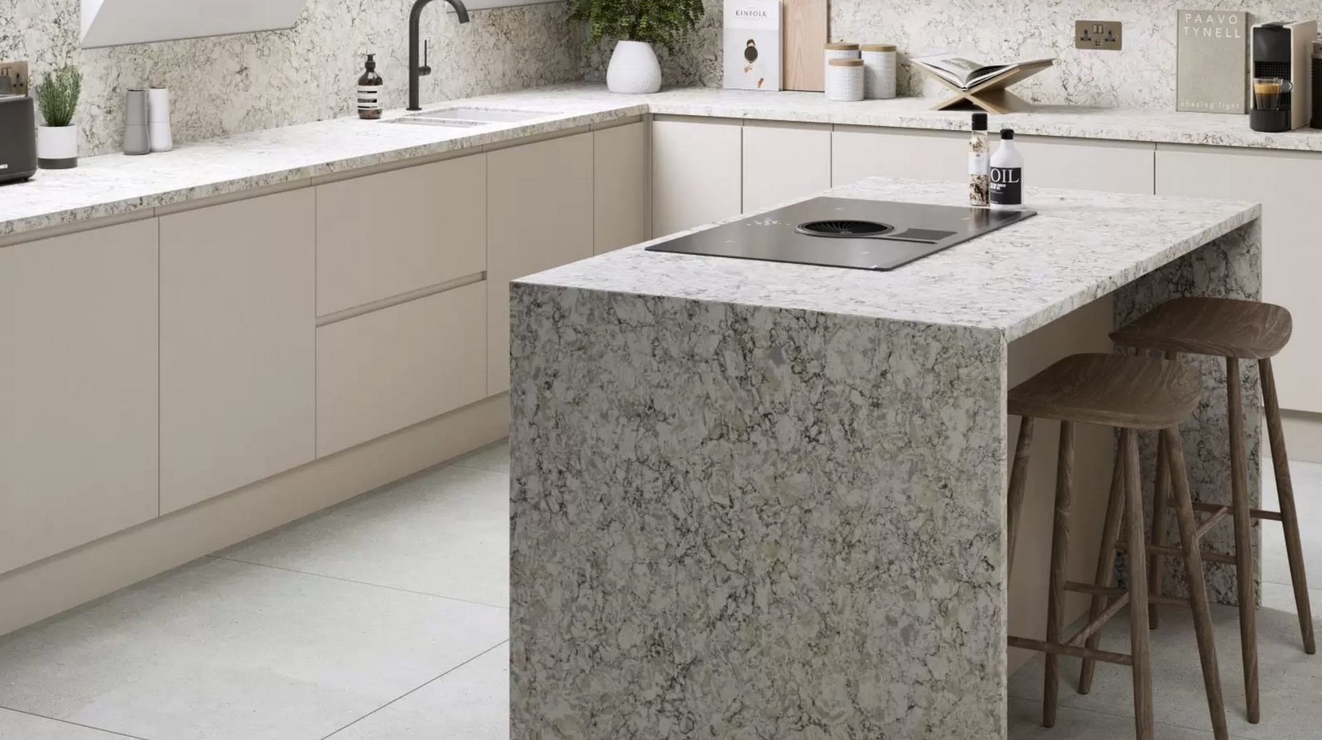 Grey Ganite Kitchen worktops from The Granite Company Direct, number 1 for Granite and Quartz worktops direct to the customer in Stoke, cheshire and the Northwest, England.